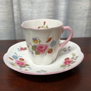 Shelley Rose and Red Daisy Demitasse Cup & Saucer DISCONTINUED!
